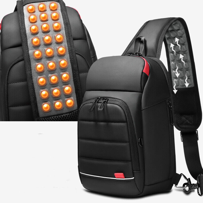 Men's Sling Backpack Oxford cloth Waterproof Crossbody Bag USB Port Sport Bags
