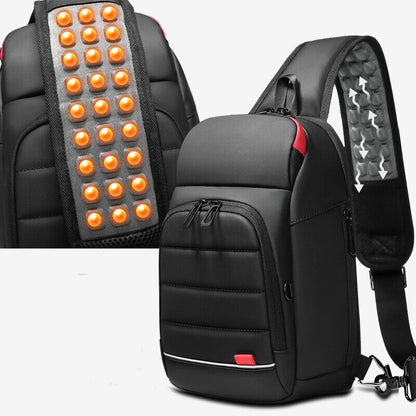 Men's Sling Backpack Oxford cloth Waterproof Crossbody Bag USB Port Sport Bags