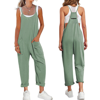 Women's Ladies Strappy Causal Loose Dungarees Jumpsuit Romper Baggy Overalls USA