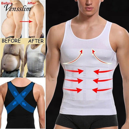 Mens Slimming Body Shaper Belly Chest Compression Vest Girdle T-Shirt Tank Top