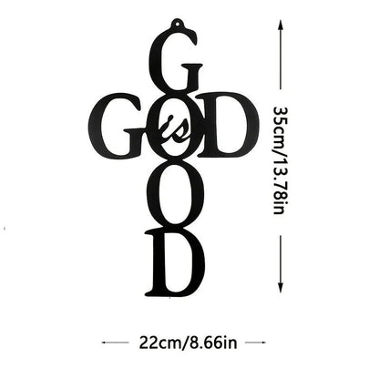 1pc God Is Good Black Cross Metal Wall Art - Inspirational Wall Decor