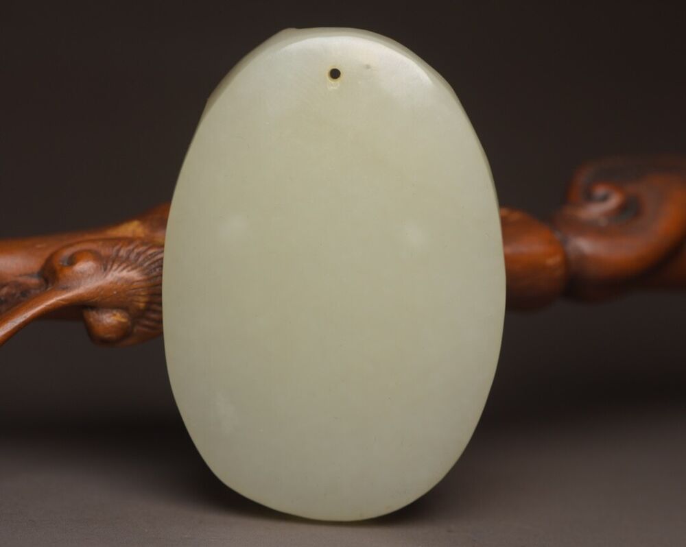 Chinese Natural Hetian Jade Carved Kwan Yin Statue Lucky Pendant Amulets Rare