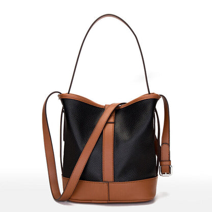 women's real leather sling shoulder bag new desinger zipper bucket bag