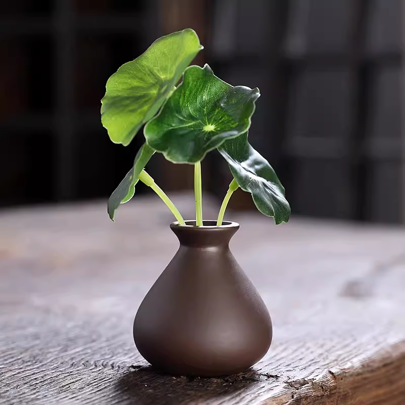 1Pc Exquisite Purple Clay Tea Pet Small Vase Decoration Mini Floral Ware
