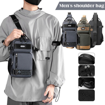 Men Nylon Waterproof Chest Bag Shoulder Crossbody Bag Pocket Handbag Travel