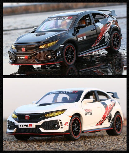 1:32 HONDA CIVIC TYPE-R Diecast Model Car Toy Vehicle Sounds Light Red Blue Gift