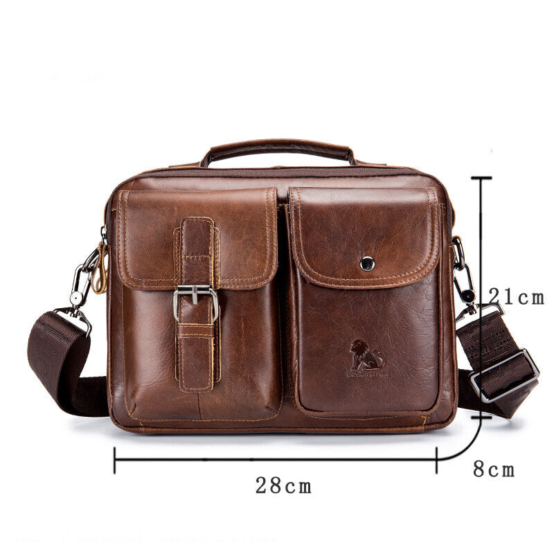 100% Genuine Leather Men's Handbag 11" Crossbody Shoulder Bag Business Messenger