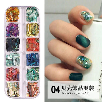 Nail Art Charms Flakes Abalone 3D Irregular Slice Shell Stone DIY Manicure Decor