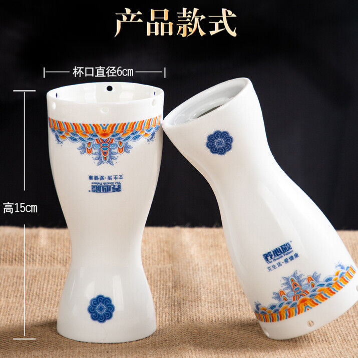 Moxibustion Pot Ceramic Moxa Scraping Cup Wormwood Box Portable Mugwort Tools 艾灸