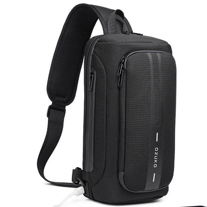 Men's Sling Backpack Oxford cloth Waterproof&Anti-theft Crossbody Bag USB Port