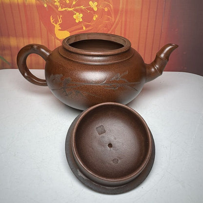 Vintage Chinese Yixing Purple Clay Teapot Zisha Ceremony Ceramic Bamboo Teaware