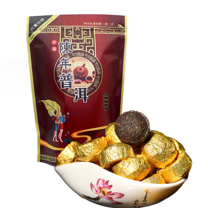 200g Golden Bag Pu'er Black Tea Health Mini Tea Cake Pu-Erh Ripe Tuocha