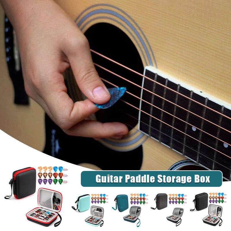 16pcs Guitar Pick Holder Case Box W/ Pick Capo Tuner Strings Storage Pouch Bag
