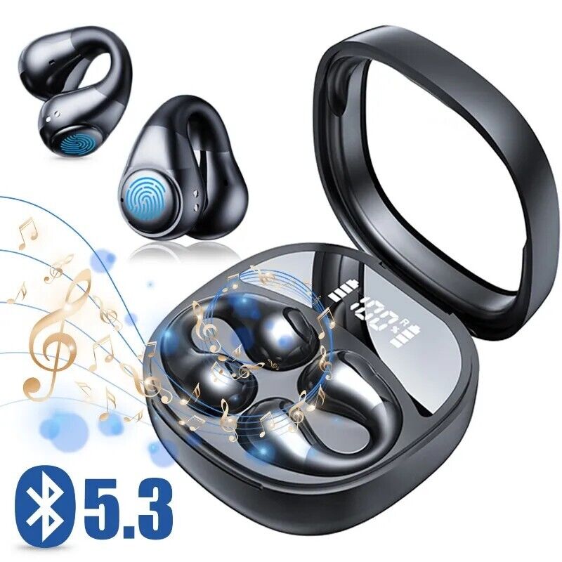 Bluetooth 5.3 Wireless Earbuds Ear Clip Bone Conduction Headphones Sport Headset
