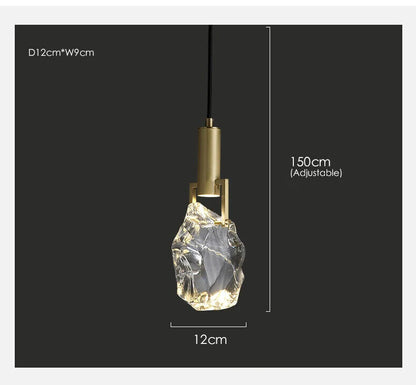 Pendant Lights Copper Corder Simple Luxury Crystal Bedroom Bedside Lamp 12x150cm