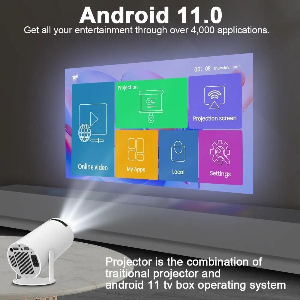 Transpeed Android 11 4K Projector Wifi6 HY300 Allwinner H713 200ANSI BT5.0 1280*