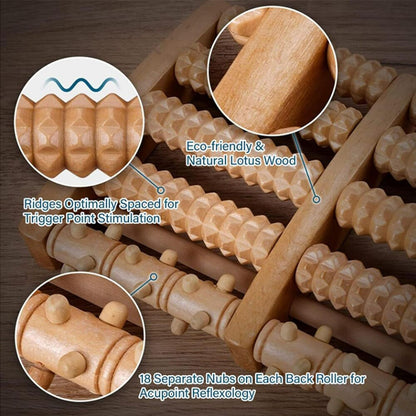 Wooden Foot Massage Tools for Pain Relief and Stress & Manual Roller Set of 2