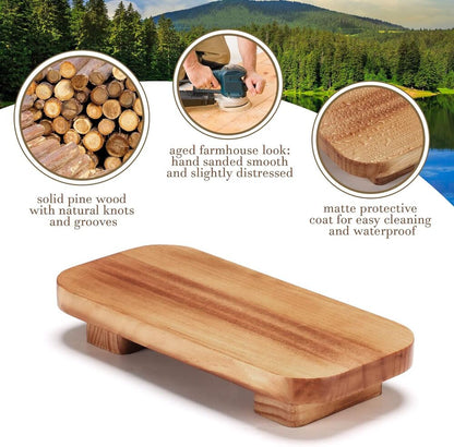 Decorative Wood Riser for Farmhouse Kitchen Counter Bathroom Rustic Tray Decor