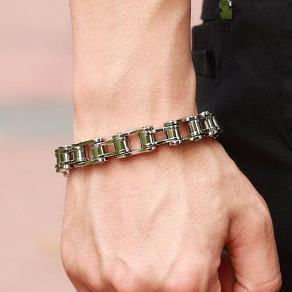 Solid Stainless Steel Motorcycle Bike Chain Design Bracelet Men's Jewelry 8.5 in