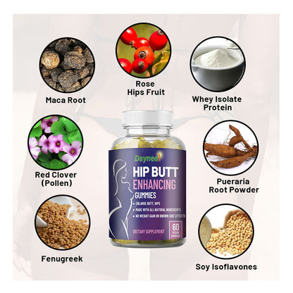 Natural Hip Butt Enhancing Gummies - Big Butt Capsule, 60 Capsules per Bottle