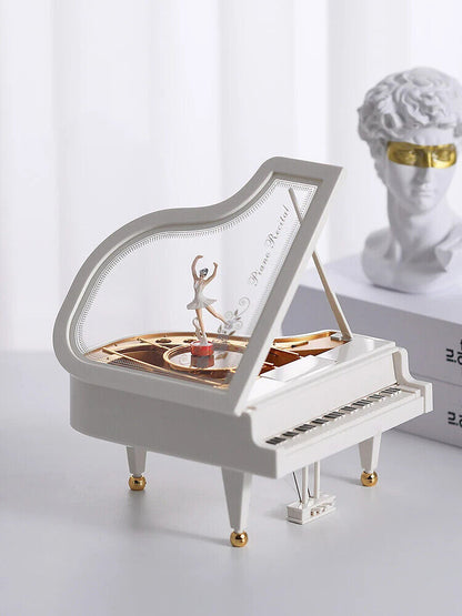 Music Box Plastic Piano Model Dancing Ballerina Classic Birthday Gift 13x12x16cm