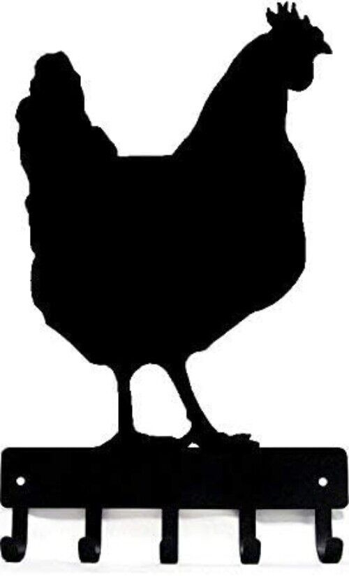 Chicken #03 Farm Key Rack - 6 inch Wide Metal Wall Art