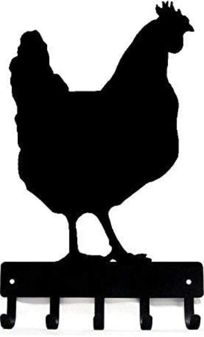Chicken #03 Farm Key Rack - 6 inch Wide Metal Wall Art