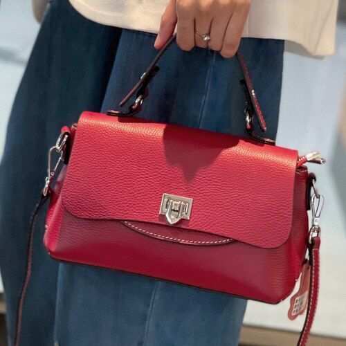 Beige Handbag Genuine Cow Leather Shoulder Bag Flap Elegant Real Leather Handbag