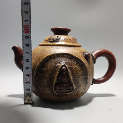 Vintage Chinese Yixing Purple Clay Teapot Zisha Ceremony Carving Collectible Art