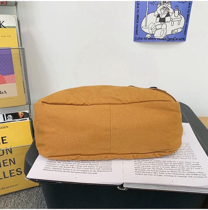 Oversized Canvas Slouchy Side Bag Textile Stylish Big Laptop Pouch Crossbody Bag