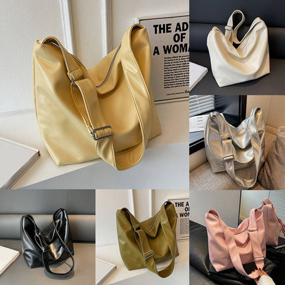 Big Bucket Bags Soft Leather Underarm Bag For Women Shoulder Bag Crossbody Bag