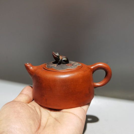 vintage chinese yixing purple clay teapot zisha ceramic frog Decor Figurine art