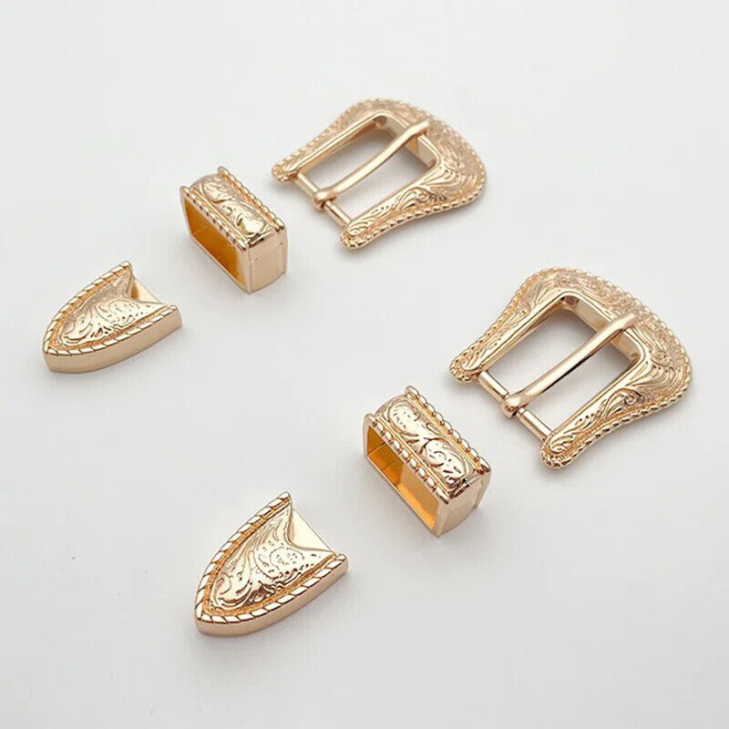 Women Belt Buckles 3Pcs Vintage Carved Metal Pin Jeans Waistband DIY Accessories
