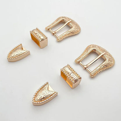 Women Belt Buckles 3Pcs Vintage Carved Metal Pin Jeans Waistband DIY Accessories