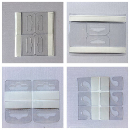 100pcs PVC Slot Hole Adhesive Hang Tags Hook Merchandise Box Bag Hangers Displa'