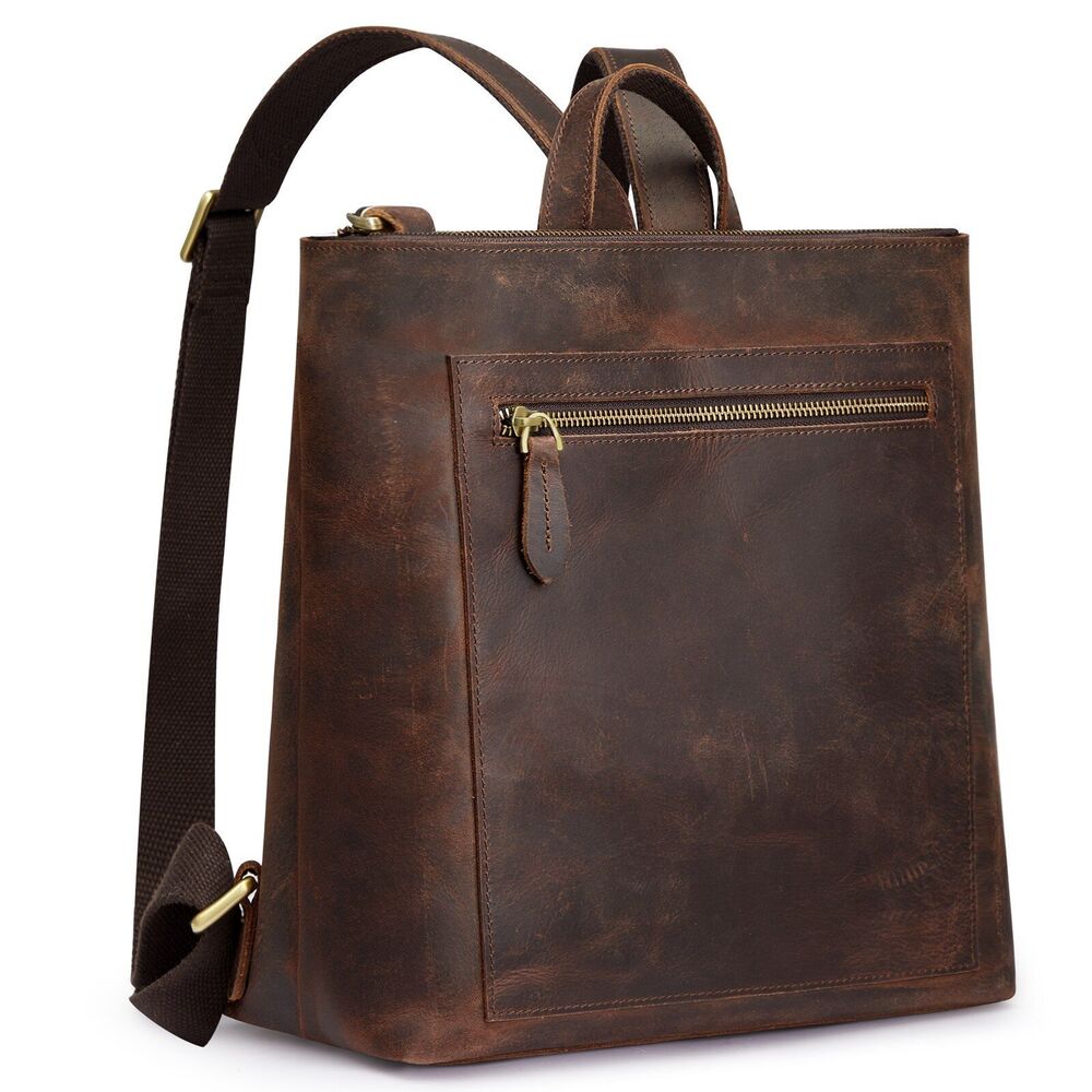 Women Genuine Leather Backpack Purse Vintage Schoolbag Luggage Sleeve Traveling