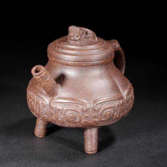 Vintage Chinese Yixing Purple Clay Teapot Zisha Ceremony Carving Collectible Art