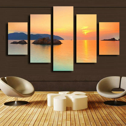 5 Pieces Canvas Wall Art Poster and Print Living Room Sunset No Framed