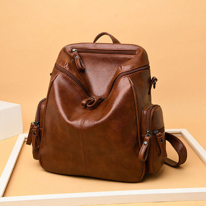 Women's Ladies Leather Backpack Purse Anti-Theft Rucksack Travel Bag Satchel