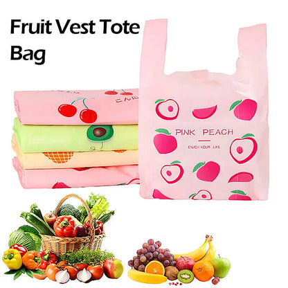 50Pcs Cute Fruit Plastic Bag Carry Out Bags With Handle Food Packaging Storage