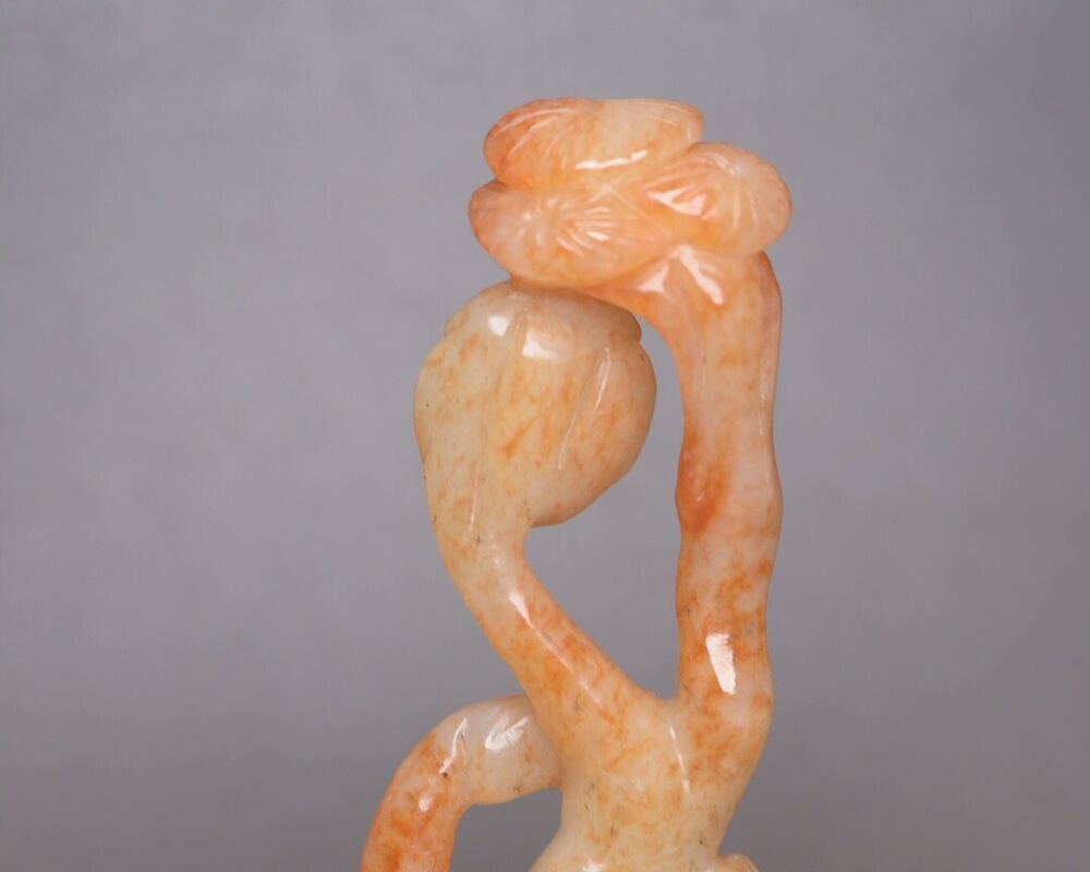 Collection Chinese Hetian Jade Carving Pine Crane Statue Nice Sculpture Art Work