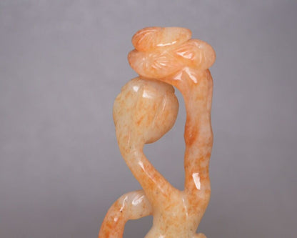 Collection Chinese Hetian Jade Carving Pine Crane Statue Nice Sculpture Art Work
