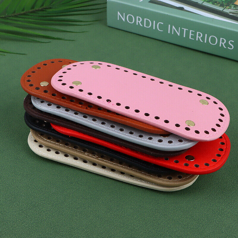 1Pc Oval Long Bottom For Knitted Bag PU Leather Bag Handmade Bottom With Holes