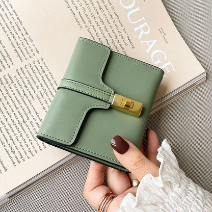 Synthetic Leather Wallet Short Wallet Purse Hasp Belt Handbag Green Black Yellow