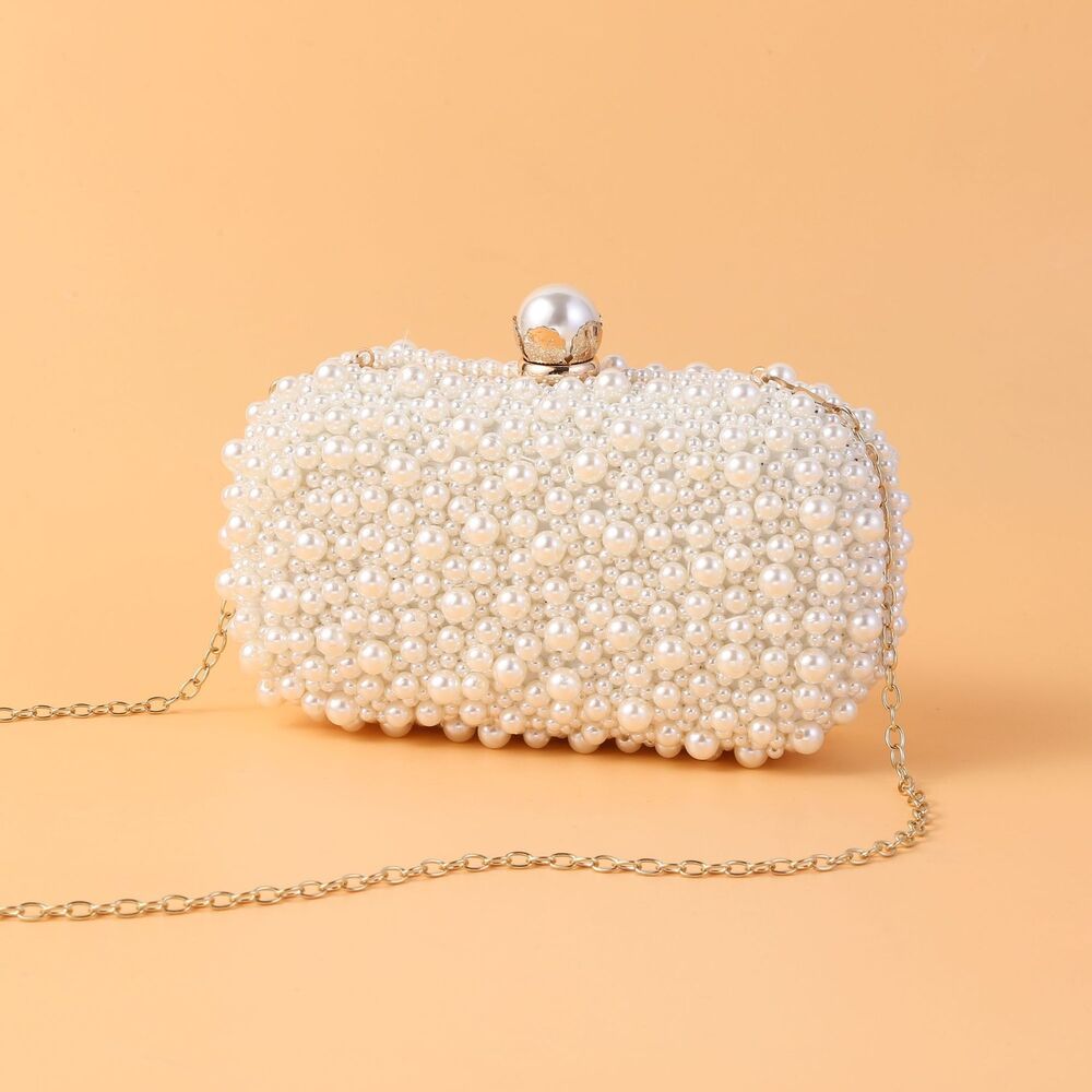 Mini Cosmetic Bag Full Pearl Studded Bags Long Chain Shoulder Purses 19*10*6 CM