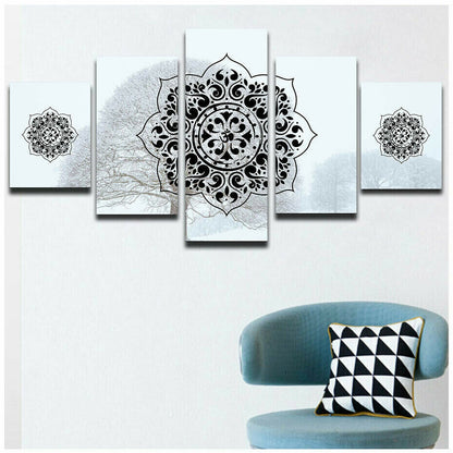 Mandala Flower Zen Meditation 5 Panel Canvas Print Wall Art Poster Home Decor