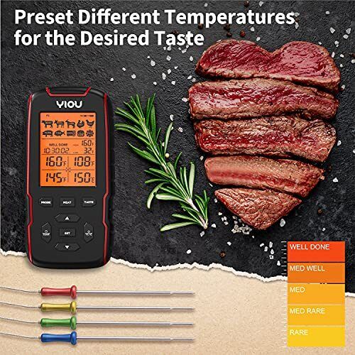 Wireless Meat Thermometer For Cooking Digital Meat Thermometer With 4 Probes 500