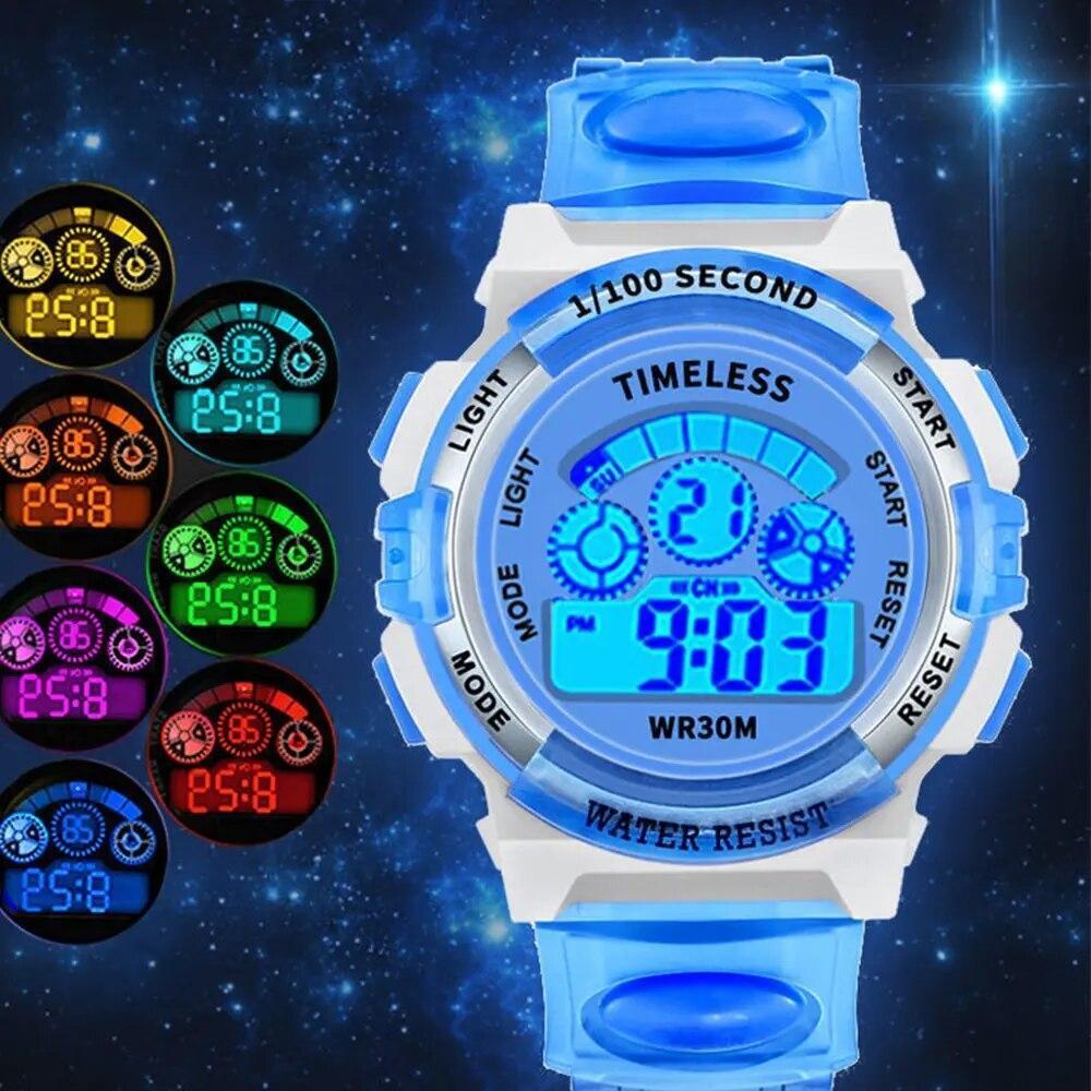 Waterproof Kids Digital Electronic Watch Children Boys Girls Sports LED Watches