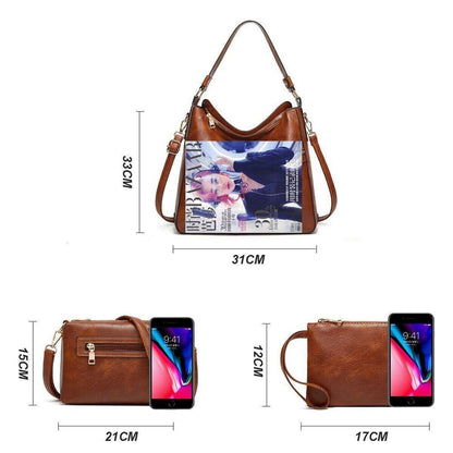 Women's Black Tote Bag New Fashion Simple Shoulder Bag Hand Messenger Bag