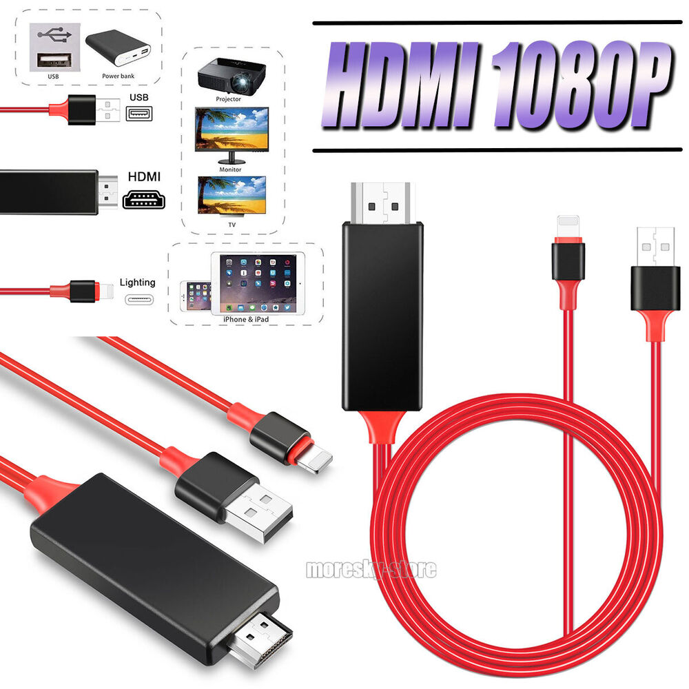 Red HDMI Mirroring Cable HDTV TV Adapter For iPhone 12 mini/12 Pro/12 Pro Max/12